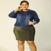 Agnes Orinda Women's Classic Plus Size Denim Jacket 3X Dark Blue view 3