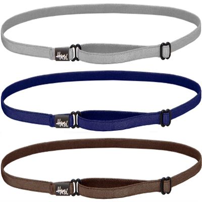 Hipsy Women's Elastic & Adjustable Stretchy Running Headband Multi Pack (Brown/Navy/Silver Elastic 3pk)