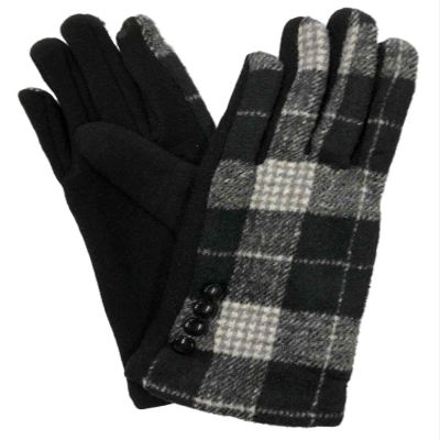 Fadivo Womens Black Button Buffalo Plaid Stretch Fit Texting & Tech Touchscreen Gloves