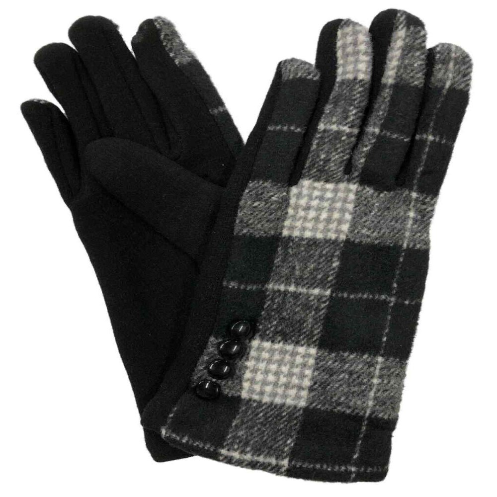 Fadivo Womens Black Button Buffalo Plaid Stretch Fit Texting & Tech Touchscreen Gloves