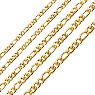 Estendly 18k Gold Plated 24 Inches Figaro Chain Necklace 6.5MM Stainless Steel Figaro Link Chain for Men Women