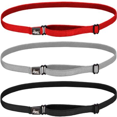 Hipsy Women's Elastic & Adjustable Stretchy Running Headband Multi Pack (Black/Silver/Red Elastic 3pk)