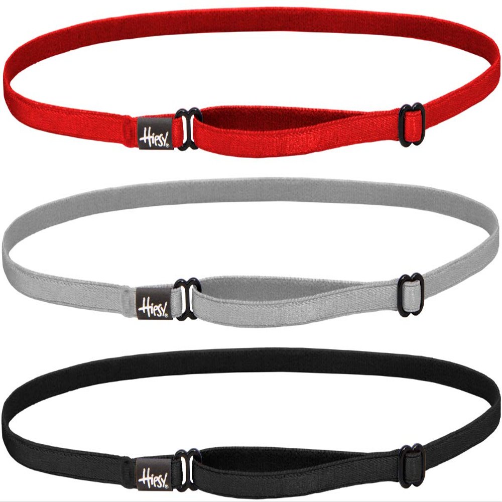 Hipsy Women's Elastic & Adjustable Stretchy Running Headband Multi Pack (Black/Silver/Red Elastic 3pk)