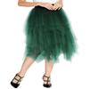 Womens Elegant Mesh Layered Tulle Skirt Sheer Tutu Skirt Midi Dress (S, Dark Green) view 1