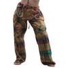 Full Funk Cotton Chimney Pipe Tall and Thin Pull String Tie Dye Pants, X-Large, Aum Cotton - Light Brown Tone view 1