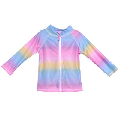 Flap Happy girls Zip-up Rash Guard Swimwear Cover Up, Rainbow Ombre, 12 Months US