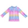 Flap Happy girls Zip-up Rash Guard Swimwear Cover Up, Rainbow Ombre, 12 Months US view 1