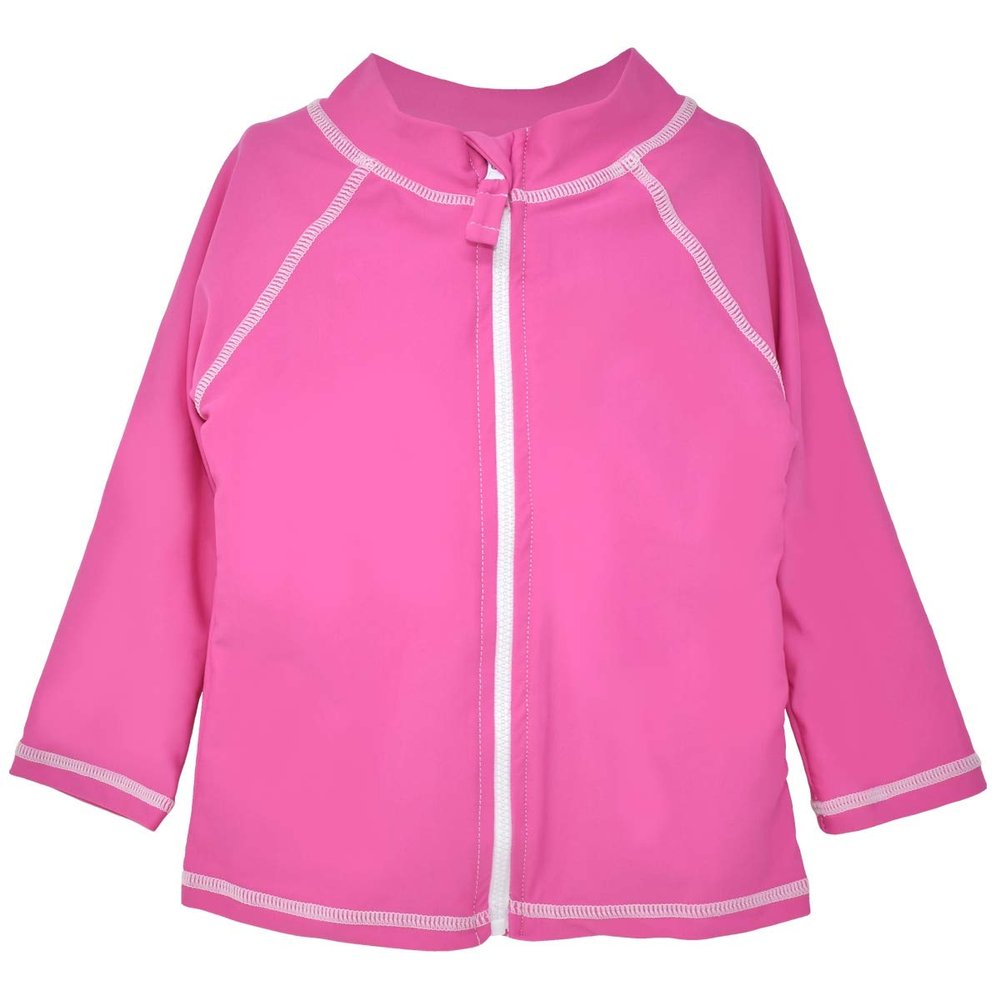 Flap Happy Toddler Rash Guard Swim Shirt with Zipper | Made with Recycled Bottles | UPF 50+ Highest Certified UV Sun Protection | Azalea Pink, 6