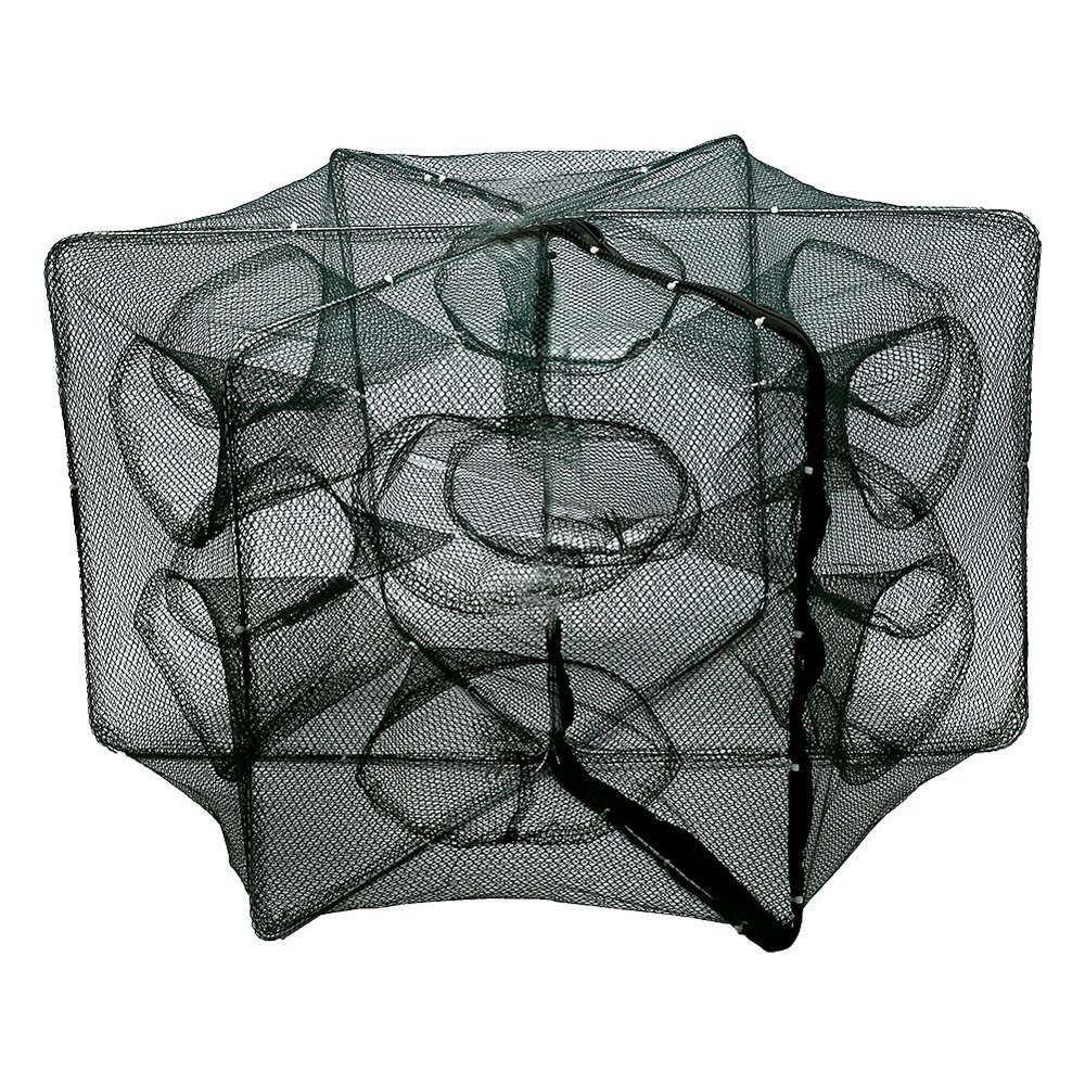 Fishing Pot,Foldable Fishing Net Trap,6/12 Holes Automatic Fishing Net Shrimp Cage Nylon Foldable Crab Fish Trap Cast(12 Holes)