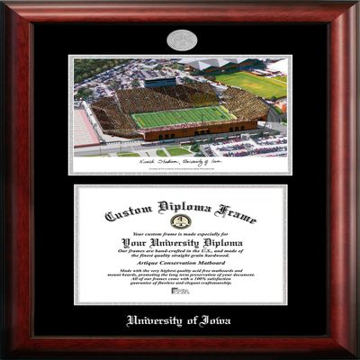 Campus Images NCAA Iowa Hawkeyes Unisex Silver Medallion Frame University of Iowa Hawkeyes Kinnick Stadium 11w x 8.5h Silver Embossed Diploma Frame Lithograph, Brown, One Size