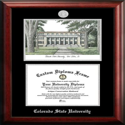 Campus Images NCAA Colorado State Rams Unisex Silver Medallion Frame Colorado State University 11w x 8.5h Silver Embossed Diploma Frame Lithograph, Brown, One Size