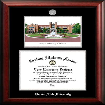 Campus Images NCAA Florida State Seminoles Unisex Silver Medallion Frame Florida State University 14w x 11h Silver Embossed Diploma Frame Lithograph, Brown, One Size