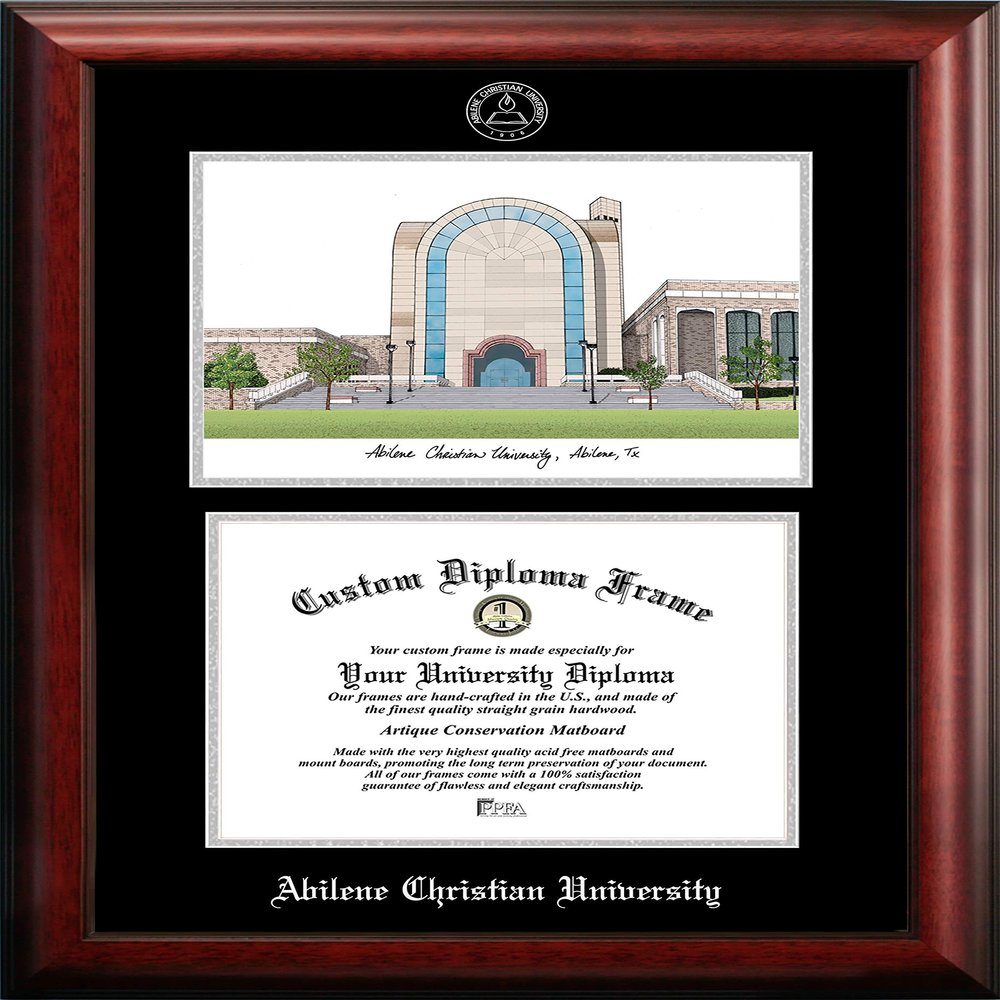 Campus Images NCAA Abilene Wildcats Unisex Silver Medallion Frame Abilene Christian University 11w x 8.5h Silver Embossed Diploma Frame Lithograph, Brown, One Size