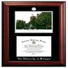 Campus Images Michigan Wolverines Diploma Frame 8.5x11  Silver Medallion with Campus Lithograph, Brown Wood Finish Official NCAA Licensed view 1