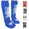 BadBoxe Muay Thai, Boxing, Kickboxing,Karate, Taekwondo, MMA Elastic Cloth Shin & Instep Padded Guards, Shin in Steps, Shin Guards, Different Sizes (Pair) (Blue/White, S/M) view 1