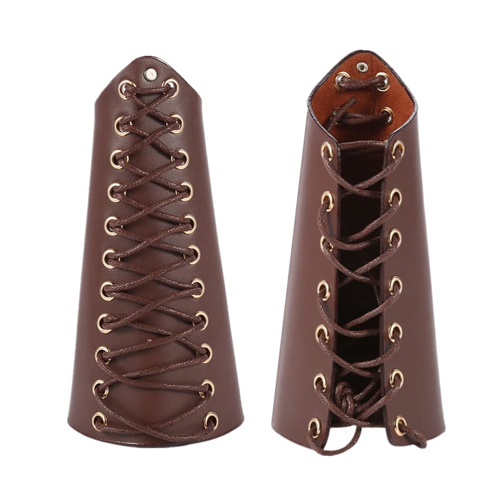 Arm Gurad, Archery Arm Guard Bracer Lace-up Leather Armguard(Brown)