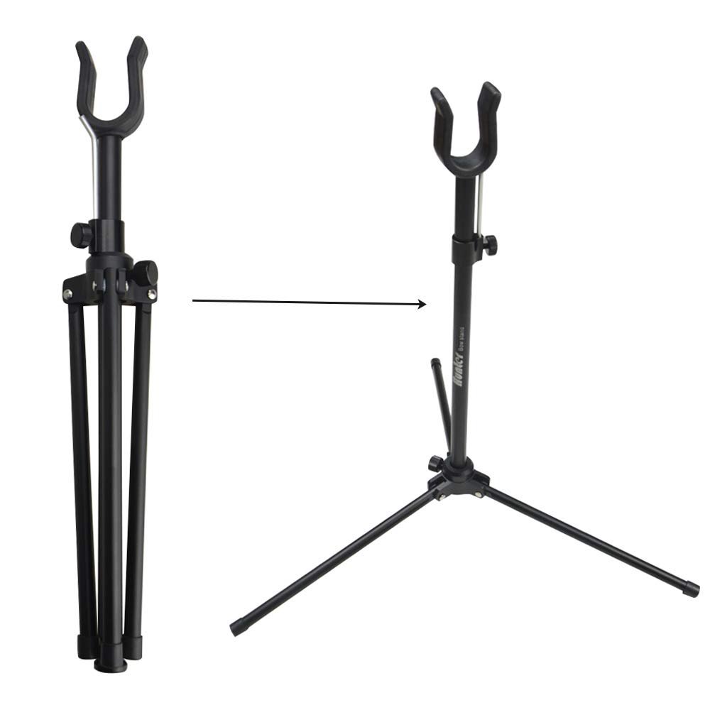 AMEYXGS Archery Bow Stand Holder Portable Foldable Bow Stand Aluminum Alloy Frame Holder Bracket for Bow Hunting Shooting Practice Competition (Black)