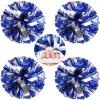 AUHOKY 4 Packs Metallic Cheerleading Cheer Pom Poms, Fluffy Cheerleader Pompoms with Finger-Friendly Ring, Cheering Pom poms for Squad Team Sports Game Dance Dress Party Kids Adults(Blue/Silver) view 1