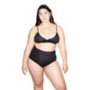 American Apparel Women's Shadow Stripe High Waist Brief, Black, X-Small view 1