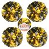 AUHOKY 4 Packs Metallic Cheerleading Cheer Pom Poms, Fluffy Cheerleader Pompoms with Finger-Friendly Ring, Cheering Pom poms for Squad Team Sports Game Dance Dress Party Kids Adults(Black/Gold) view 1