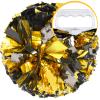 AUHOKY 4 Packs Metallic Cheerleading Cheer Pom Poms, Fluffy Cheerleader Pompoms with Finger-Friendly Ring, Cheering Pom poms for Squad Team Sports Game Dance Dress Party Kids Adults(Black/Gold) view 2
