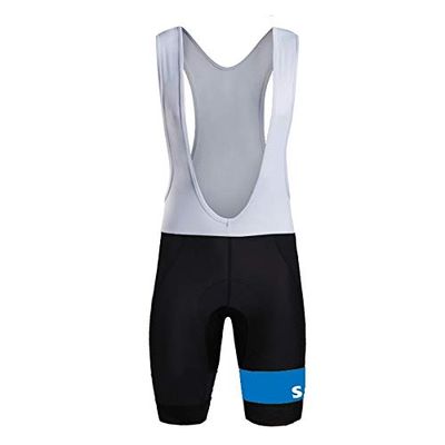SGCIKER Men's Blue Laser Cut Cycling Bib Shorts Bike 9D Gel Padded Cycle Tights Italia Power Band Bicycle Pants (L)