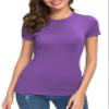 Urban CoCo Women's Stretchy Bodycon Short Sleeve T-Shirt (S, Light Purple) view 3