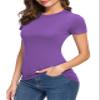 Urban CoCo Women's Stretchy Bodycon Short Sleeve T-Shirt (S, Light Purple) view 4