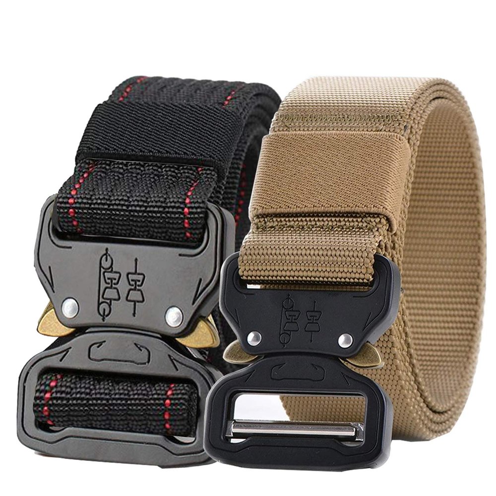 Trimming Shop Tactical Belt Adjustable Military Style Nylon Webbing Belt, 2pcs