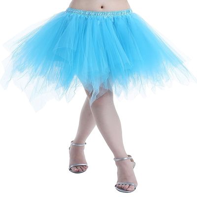 ChicWind Womens Colourful Puffy Tutu Layered Tulle Petticoat Skirt for Party (Plus Size(US 18w-26plus), Blue)
