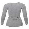 Made by Emma Basic Casual Solid Long Sleeve V-Neck Thermal Tops Heather Grey L view 3