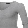 Made by Emma Basic Casual Solid Long Sleeve V-Neck Thermal Tops Heather Grey L view 4