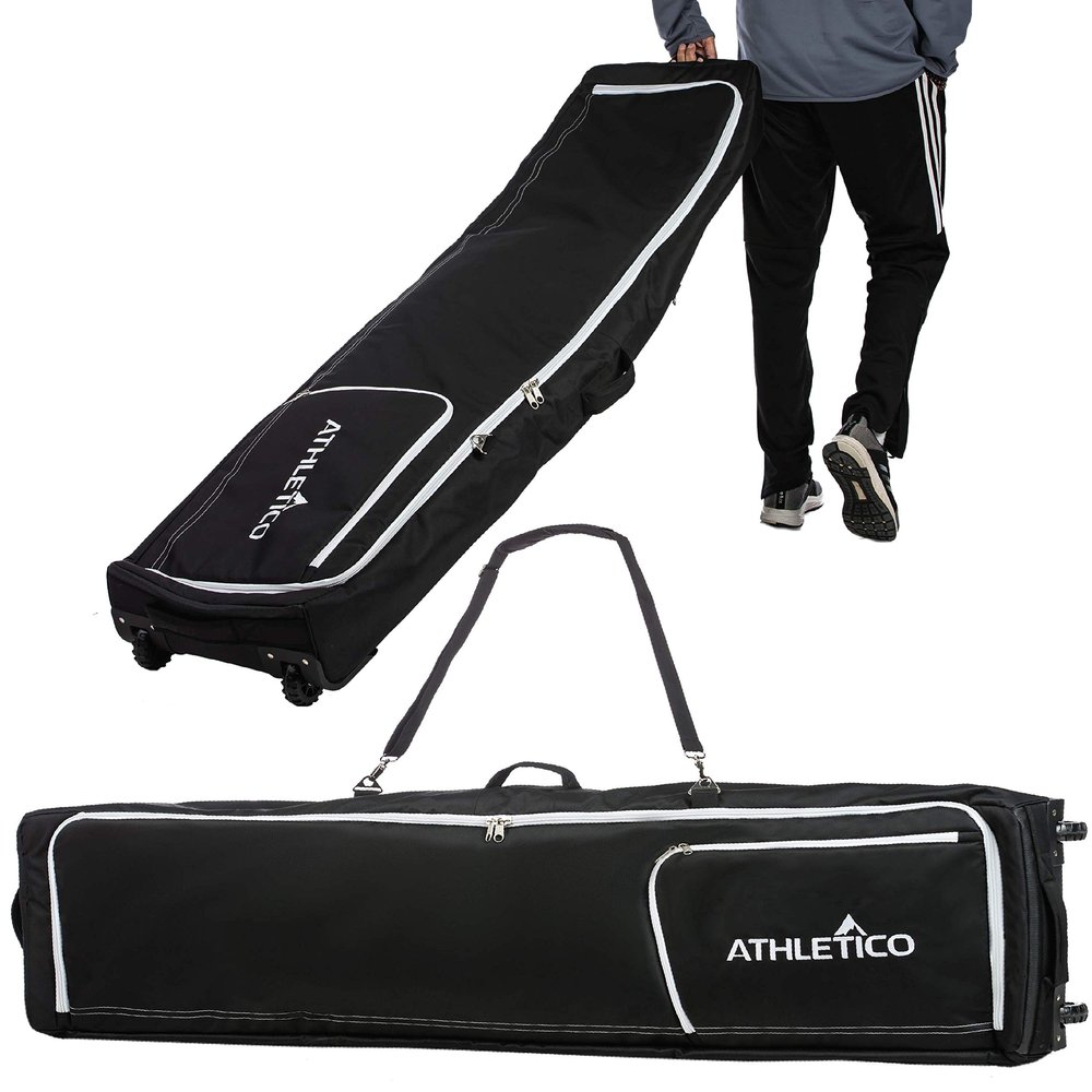 Athletico Rolling Double Ski Bag - Padded Ski Bag with Wheels for Air Trave (Black, 190cm)