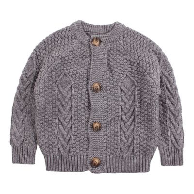 Peecabe Toddler Girl Sweaters Cable Knit Long Sleeve Crewneck Chunky Crochet Cardigans 1-6T (Light Gray, 90-2T)