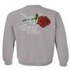 0184. dope Streetwear Graphic Good Vibe Red Rose Flowers Bones Hand Shaka Men's Crewneck Sweatshirt (Light Gray Medium) view 3