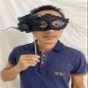 AZYOUNG Women's Masquerade Masks Side Feather Flower Petal Hand Held Lace Mask with Stick,(Black) view 3