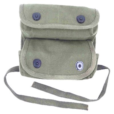 Warreplica US WWII Double Grenade Pouch Reproduction. Durable Canvas with Belt Hooks, Holds Two Grenades. Perfect for reenactments & Collectors.