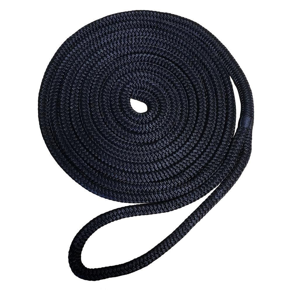 Robline Premium Nylon Double Braid Dock Line (Color: Black, Size: 1/2" X 35')