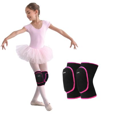 Sborter Knee Pads for Kids Junior Youth, for Biking,Volleyball,Basketball,Football,Skating,Dancing, 1 Pair,S Black/Rose