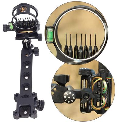 SHARROW Archery Compound Bow Sight 7 Pin Bow Sight Aluminum Alloy Bow Sights Compound Bow 0.019 Optical Fiber Retinal Sight Accessories Hunting (Black)