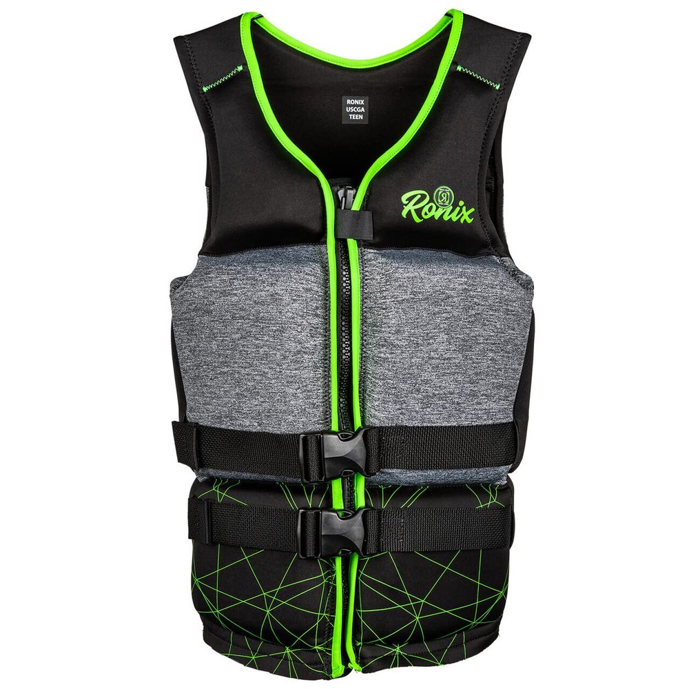Ronix Driver's Ed Capella 3.0 CGA Life Vest, Black/Lime, Teen (75-125lbs)