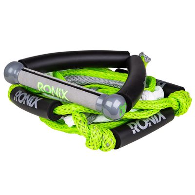 Ronix Bungee Surf Rope, 10 in. Handle Hide Grip w/ 25ft. 5-Sect. Rope, Green