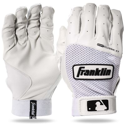 Franklin Sports Digitek Baseball Batting Gloves Pair - White/White - Youth Medium