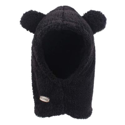 Baby Girls Winter Hat Boys Warm Scarf Hat Kids Thick Earflap Hood Cap with Ear 6M-7T (Black, S)