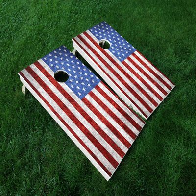 Distressed America 11 USA Flag Cornhole WRAP Set Vinyl Board Decal Baggo Bag Toss Boards * Made in The USA *