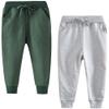 Little Boys Cotton Casual 2T Sweatpants Toddler Boys' Drawstring Elastic Waist Solid 2T Jogger Pants 2 Pack Set Gray Green 3T view 1