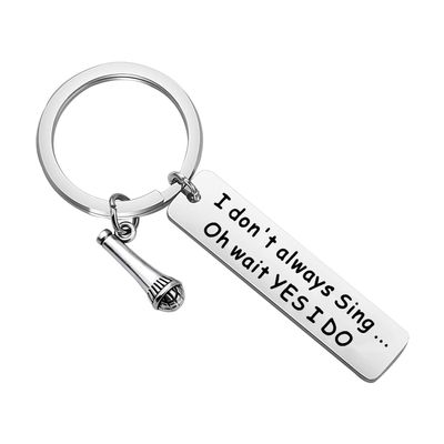 CENWA Singer Gift Music Lovers Gift Karaoke Lover Gift I Dont Always Sing Oh Wait Yes I Do Microphone keychain Gift for Musician Singer (always sing K)