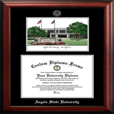 Campus Images NCAA Angelo State Rams Unisex Silver Medallion Frame Angelo State University 14w x 11h Silver Embossed Diploma Frame Lithograph, Brown, One Size