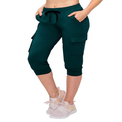 ALWAYS Womens Cargo Capri Jogger Sweatpants with Pockets Super Soft Stretch Lounge Pants, Casual Joggers for Women, Daily Wear & Travel, Dark Teal XL