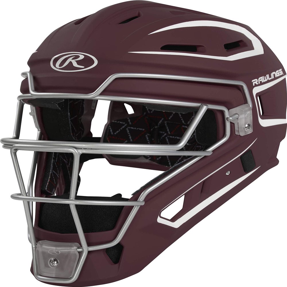 Rawlings | VELO 2.0 Catcher's Helmet | Baseball | Junior (6 1/2" - 7") | Maroon/White